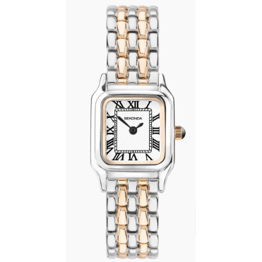 Ladies Monica Square White Dial 2 Colour Rose Plated Stainless Steel Bracelet Watch 40555