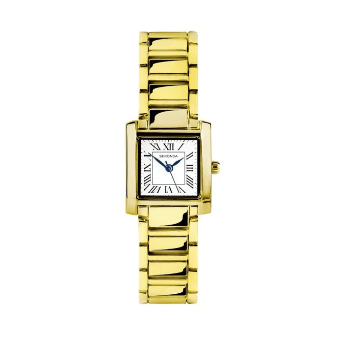 Sekonda Ladies Montreal Square White Dial Gold Plated Bracelet Classic Collection Watch 40702