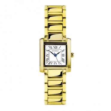 Ladies Montreal Square White Dial Gold Plated Bracelet Classic Collection Watch 40702