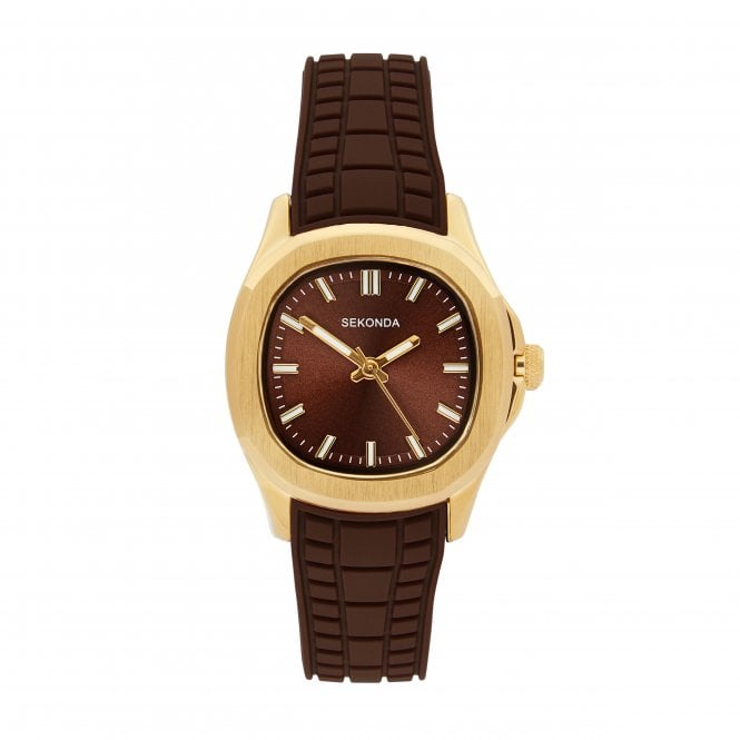 Sekonda Ladies OCTAIRE Brown TV Dial Brown Silicone Strap Watch 40791
