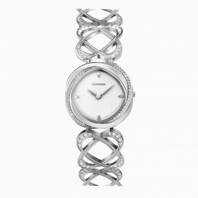 Sekonda Ladies Round Dial Stone Set Bezel Cut Out Celtic Bracelet Watch 40507