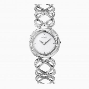 Ladies Round Dial Stone Set Bezel Cut Out Celtic Bracelet Watch 40507