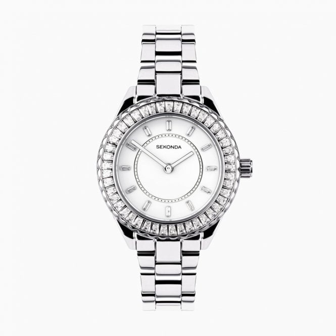Sekonda Ladies Round White Dial Stainless Steel Bracelet Watch 40670