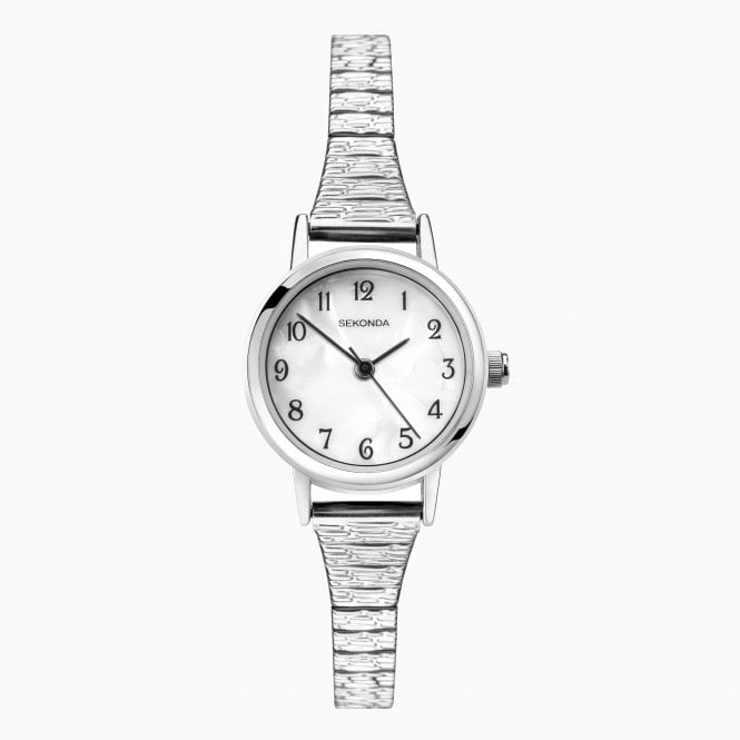 Sekonda Ladies Round White Mother of Pearl Dial Stainless Steel Expanding Bracelet Watch 40676