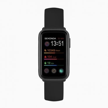 Ladies Smart Fitbit Rectangular Black Silicone Strap Watch 30171