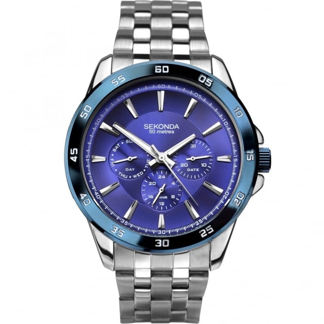 Sekonda Mens Blue Dial Stainless Steel Bracelet Watch 1391