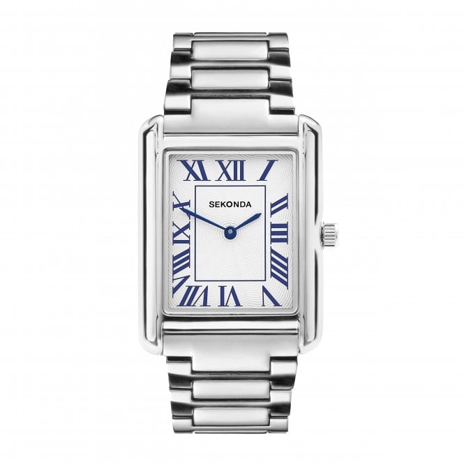Sekonda Mens CLEMENT GRAND Large Rectangular Silver Dial Silver Bracelet Watch 30354