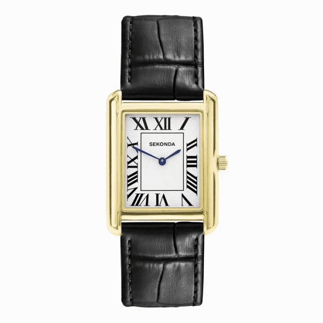 Sekonda Mens CLEMENT Rectangle White Dial Black Strap Watch 30270