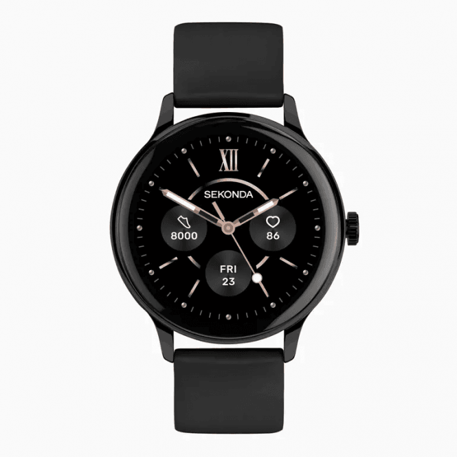 Sekonda Mens Flex Plus Smart Round Black Dial Black Rubber Strap Watch 40666