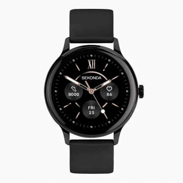 Mens Flex Plus Smart Round Black Dial Black Rubber Strap Watch 40666