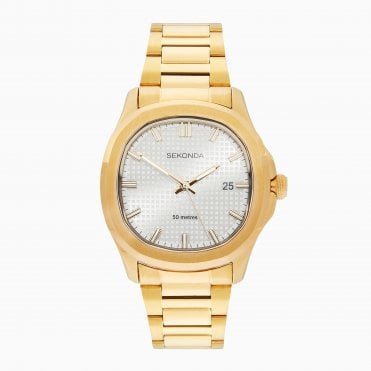 Mens Octaire TV Silver Dial Gold Plated Bracelet Watch 30283
