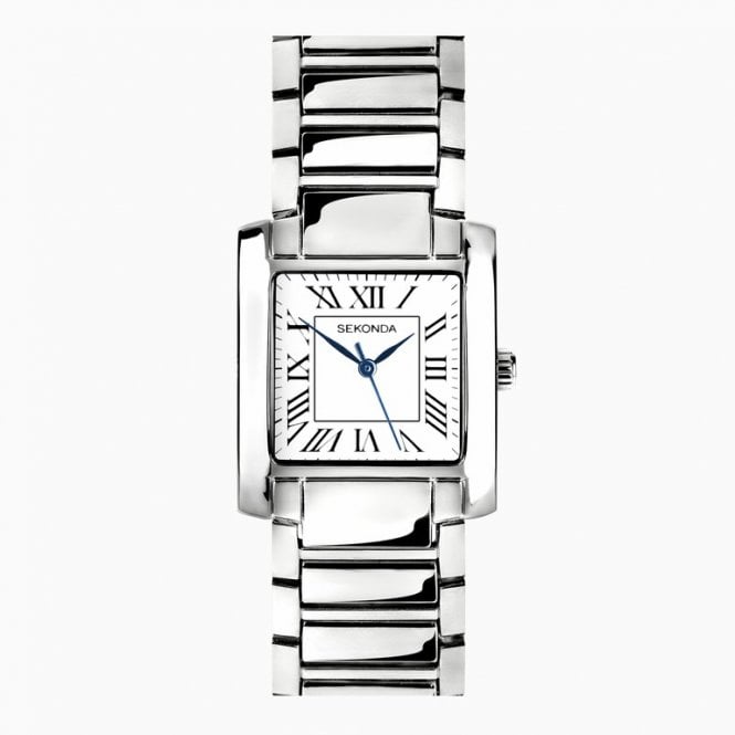 Sekonda Mens Rectangular White Dial Stainless Steel Bracelet Watch 30243