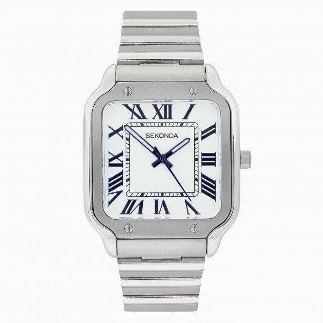 Sekonda Mens Rene Square White Dial Stainless Steel Bracelet Watch 30285
