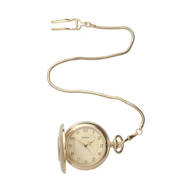 Sekonda Mens Round Gold Dial Gold Pocket Watch 3469