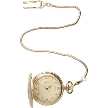 Mens Round Gold Dial Gold Pocket Watch 3469