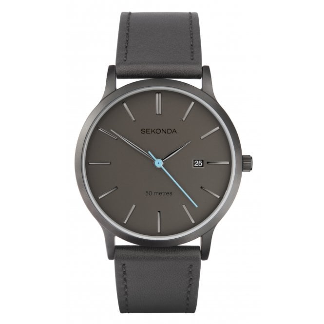 Sekonda Mens Round Grey Date Dial 50m Grey Strap Watch 1844