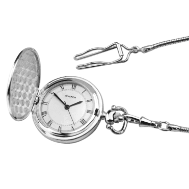 Mens Round White Dial Stainless Steel Pocket Watch 3798