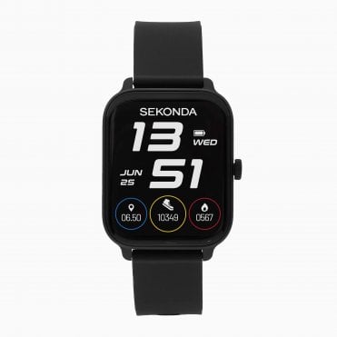 Mens SMART MOTION GO Rectangle Dial Black Silicone Strap Watch 30289