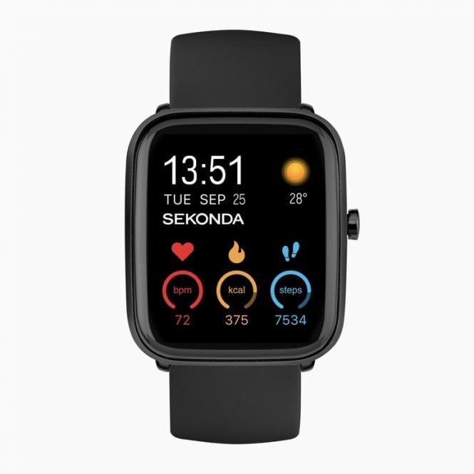 Sekonda Mens Smart Rectangular Black Silicone Strap Watch 30225