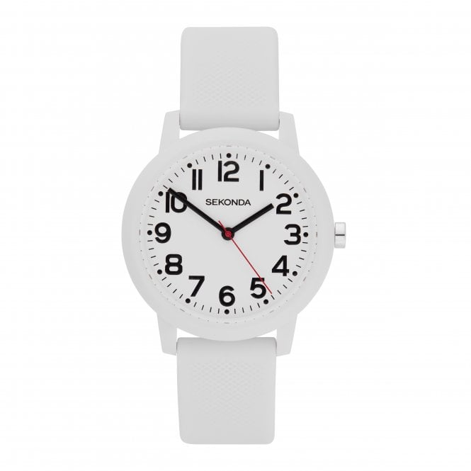 Sekonda Unisex Round White Dial White Silicone Strap Watch 40799