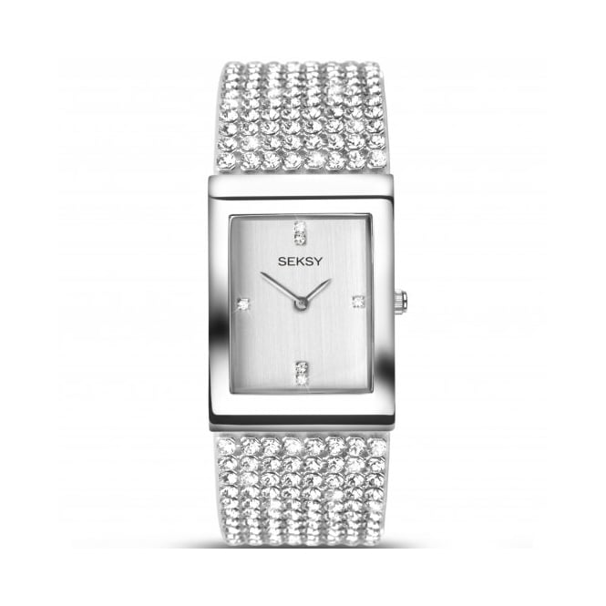 Seksy Ladies 2375 Krystal Rhodium-Plated Swarovski Crystals Bracelet Watch