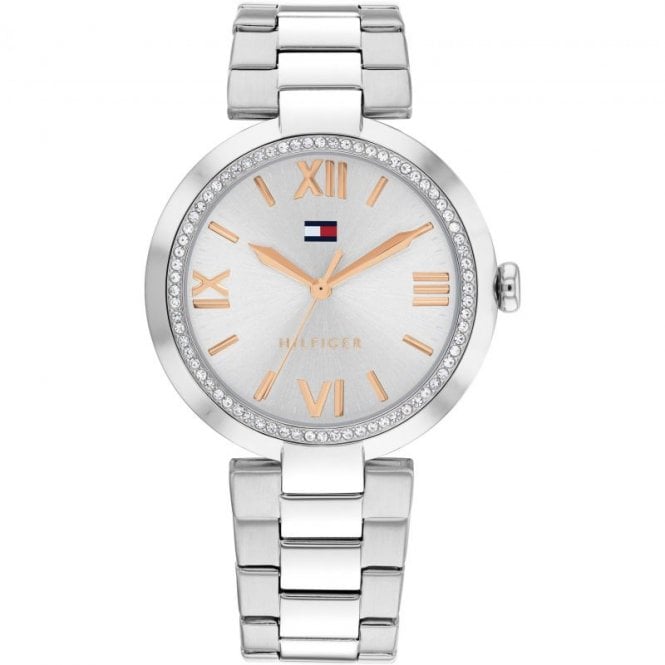 Tommy Hilfiger Ladies ALICE Round Silver Dial Stainless Steel Bracelet Watch 1782681