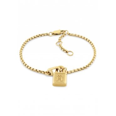 Ladies AMERICAN ICON Gold Plated Padlock & Chain Bracelet 2780943