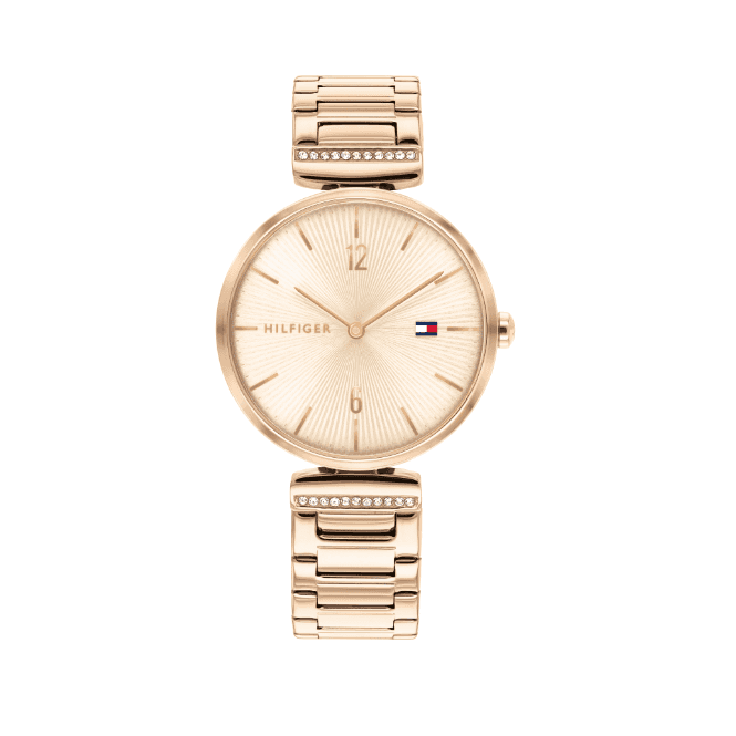 Tommy Hilfiger Ladies Aria Round Rose Dial Rose Fancy Bracelet Watch 1782271