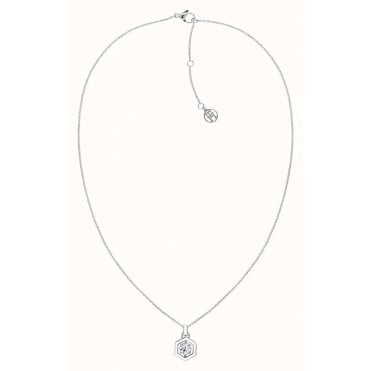 Ladies Geometric Cubic Zirconia Hexagon Stainless Steel Pendant and Chain 2780853