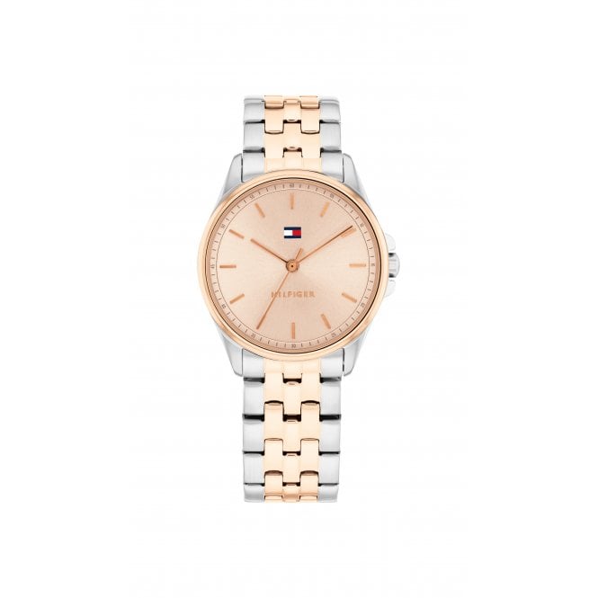 Tommy Hilfiger Ladies JADE Round Rose Dial 2 Colour Rose Bracelet Watch 1782772