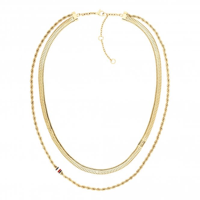 Tommy Hilfiger Ladies LAYERED Rope Herringbone Gold Plated Necklet 2780980