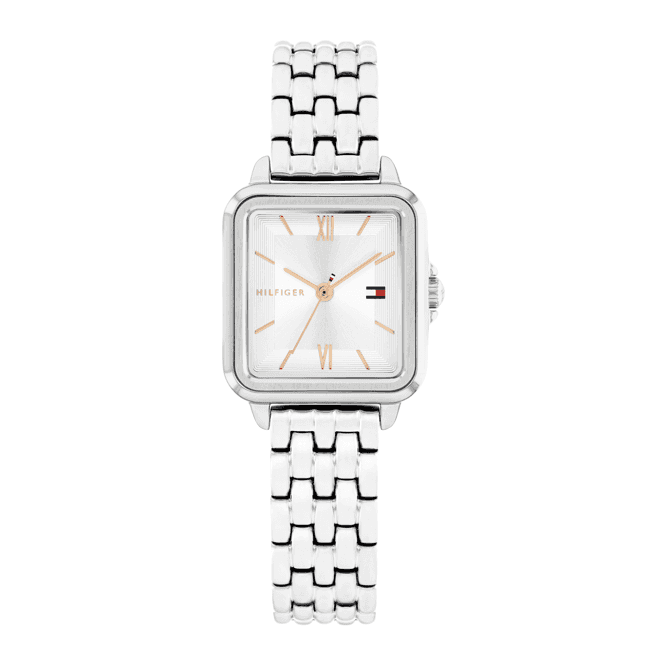 Tommy Hilfiger Ladies MIA Square Silver Dial Stainless Steel Bracelet Watch 1782830