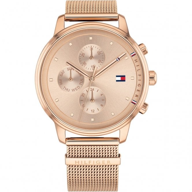 Tommy Hilfiger Ladies Rose Multi Dial Rose Mesh Bracelet Watch 1781907