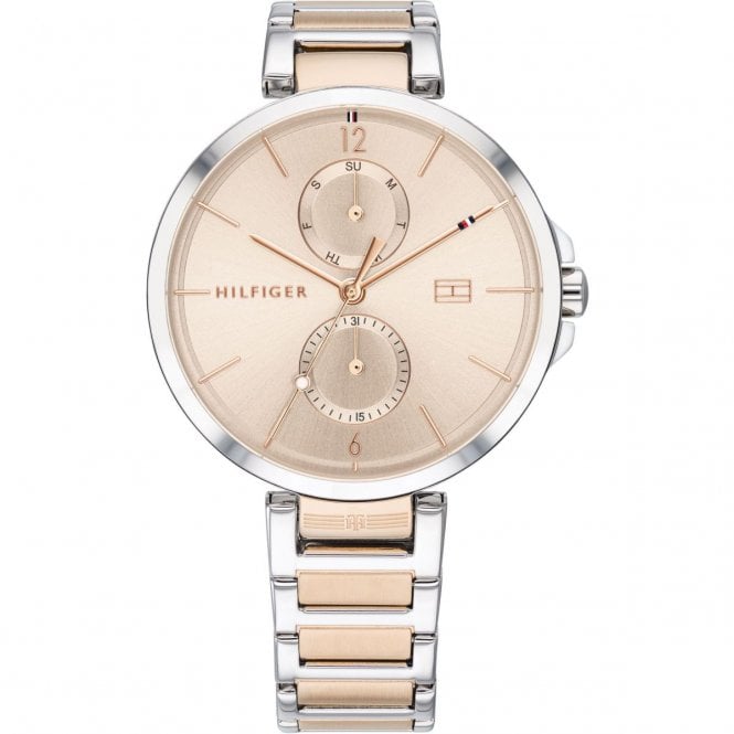 Tommy Hilfiger Ladies Round Blush Dial 2 Colour Bracelet Watch 1782127