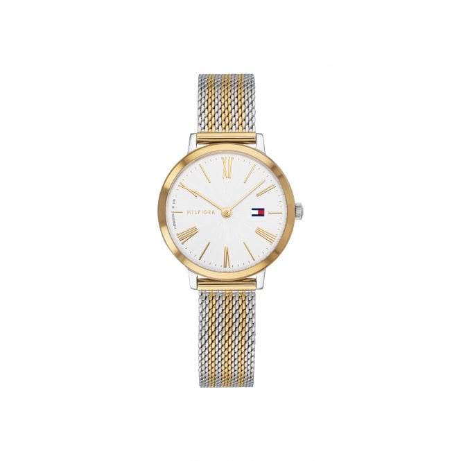 Tommy Hilfiger Ladies Round Silver Dial 2 Colour Mesh Bracelet Watch 1782055