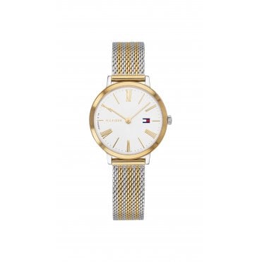 Ladies Round Silver Dial 2 Colour Mesh Bracelet Watch 1782055