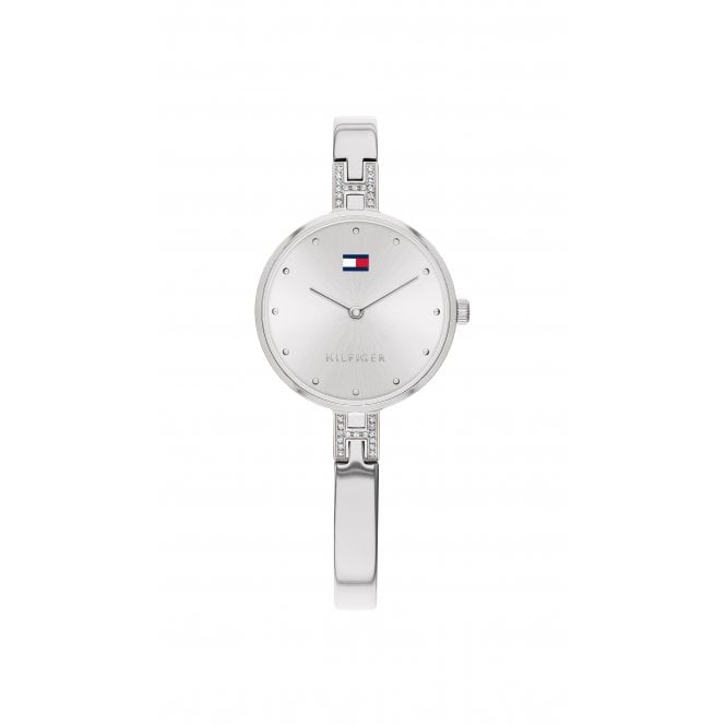 Tommy Hilfiger Ladies Round Silver Dial Stainless Steel Bangle Bracelet Watch 1782137