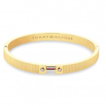 Ladies STRIPES Gold Plated Logo Bangle 2781048