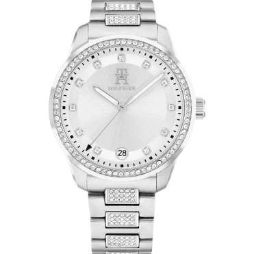 Ladies TH85 CRYSTALS Round Silver Dial Stainless Steel Bracelet Watch 1782757