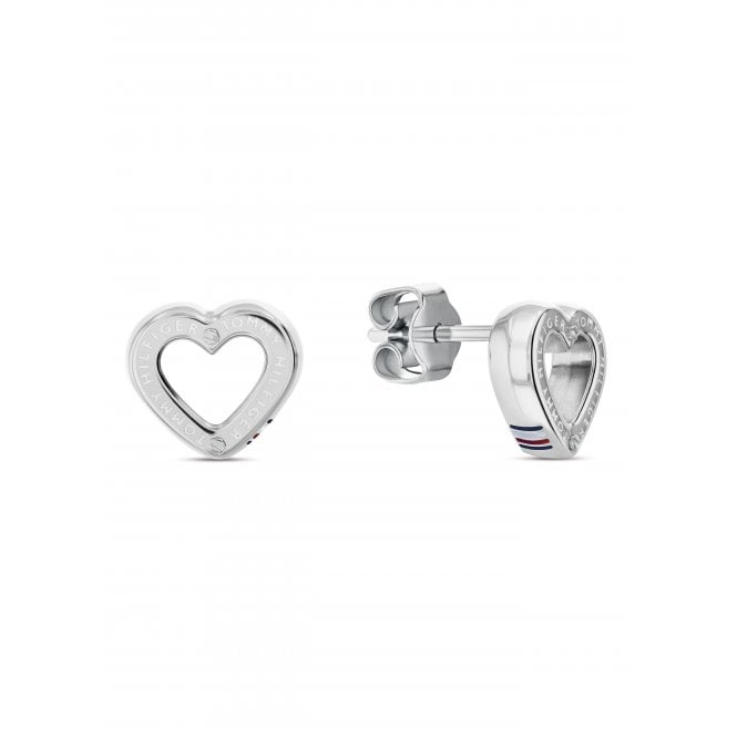 Tommy Hilfiger Ladies TOGGLE HEART Stainless Steel Open Heart Stud Earrings 2780971
