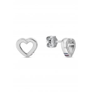 Ladies TOGGLE HEART Stainless Steel Open Heart Stud Earrings 2780971