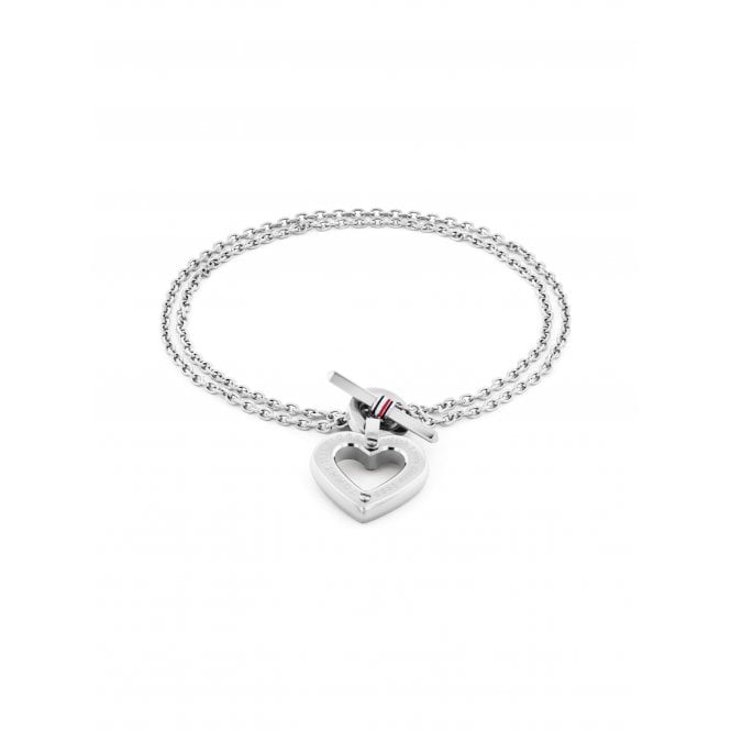 Tommy Hilfiger Ladies TOGGLE HEART Stainless Steel Open Heart T Bar Bracelet 2780969