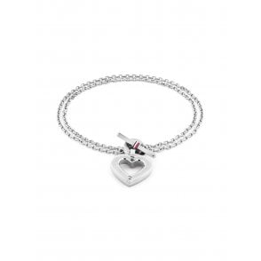Ladies TOGGLE HEART Stainless Steel Open Heart T Bar Bracelet 2780969