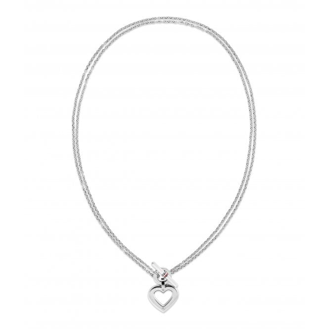 Tommy Hilfiger Ladies TOGGLE HEART Stainless Steel Open Heart T Bar Necklace 2780967