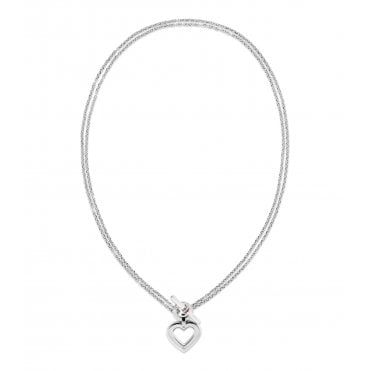 Ladies TOGGLE HEART Stainless Steel Open Heart T Bar Necklace 2780967