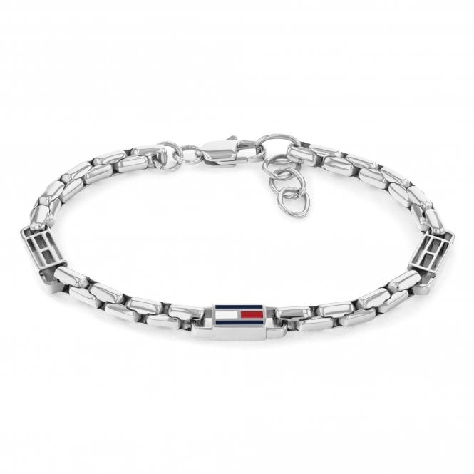 Tommy Hilfiger Mens 3d FLAG METAL Stainless Steel Link Bracelet 2790674