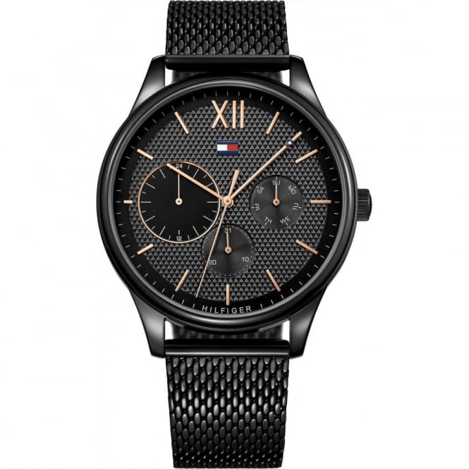 Tommy Hilfiger Mens Black Mesh Bracelet Watch 1791420
