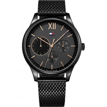Tommy Hilfiger Mens Black Mesh Bracelet Watch 1791420