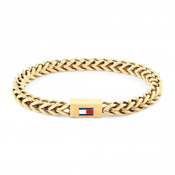 Tommy Hilfiger Mens BRAIDED METAL Gold Plated Herringbone Bracelet 2790648