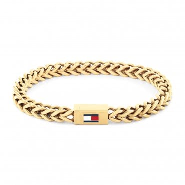 Mens BRAIDED METAL Gold Plated Herringbone Bracelet 2790648